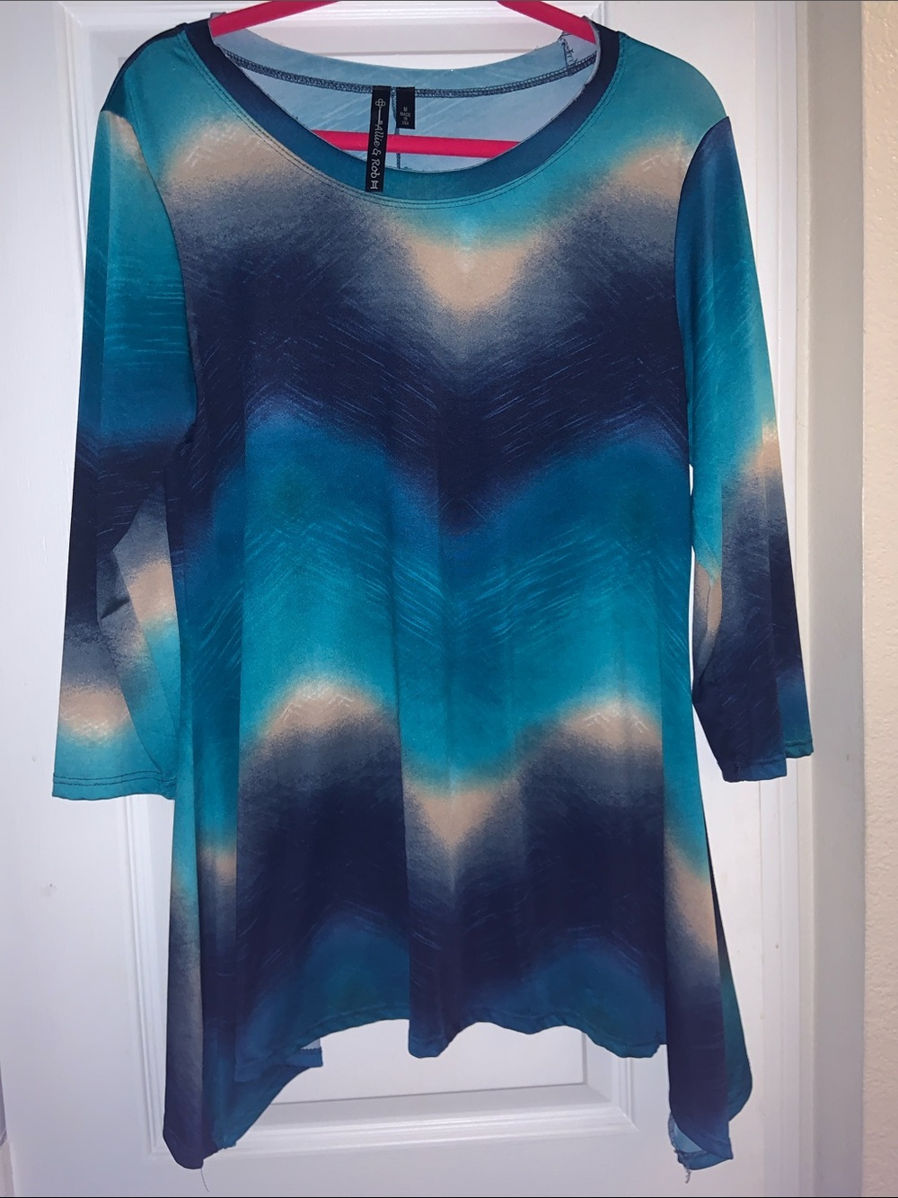 Allie & Rob Teal and Navy Ombre Chevron Swing Tunic
